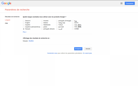 Google changer langue